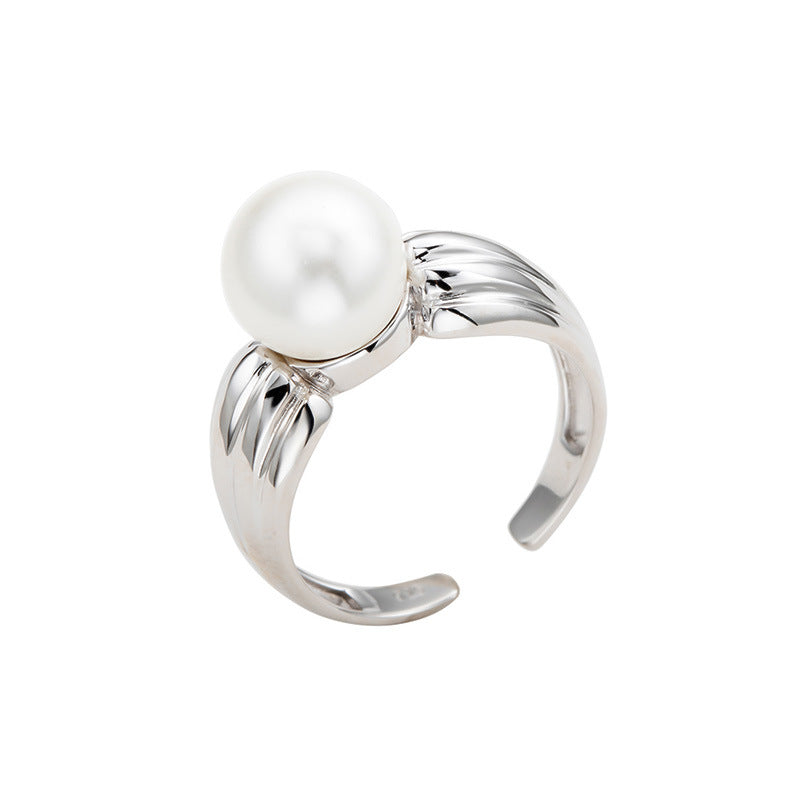 Designer Trendy Crystal Pearl Inlaid Opening Ring