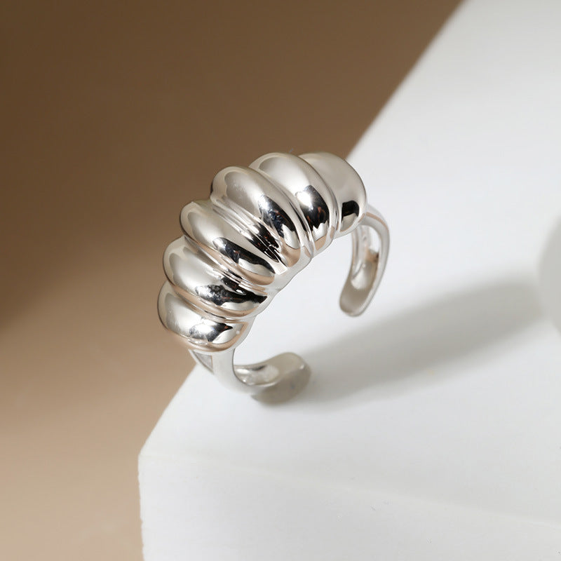 Sterling Silver Resizable Dome Croissant Ring
