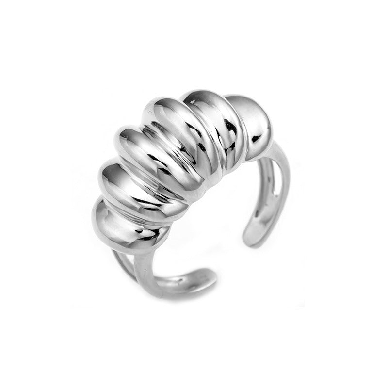 Sterling Silver Resizable Dome Croissant Ring