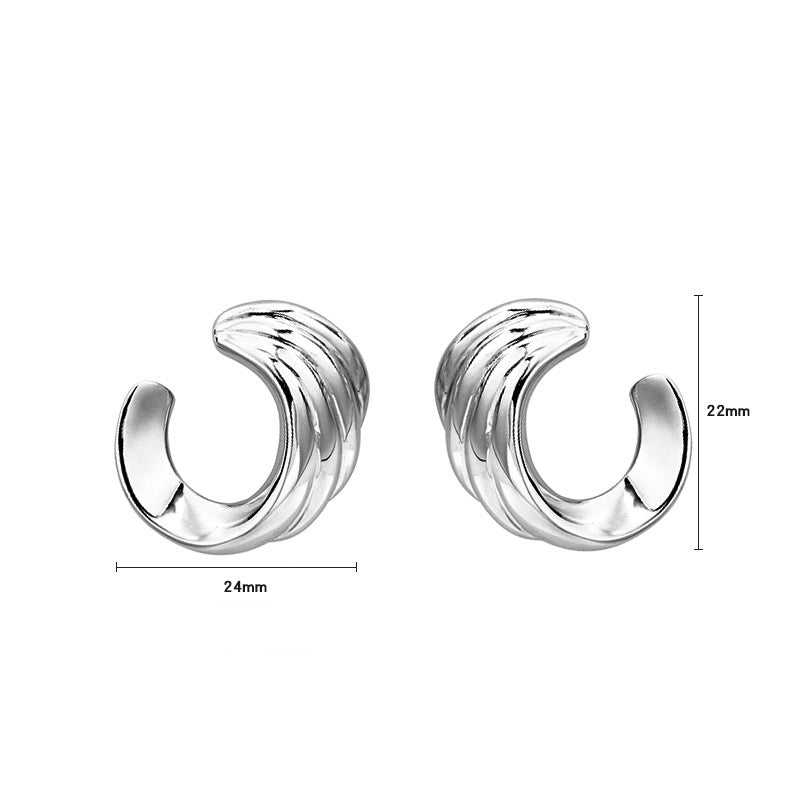 Trendy Wave Pattern C-Shaped Stud Earrings