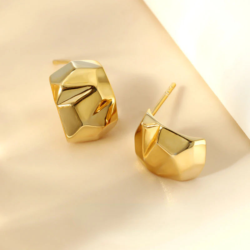 Elevate Your Look with Our Geometric Gold-Plated Stud Earrings