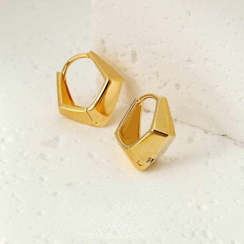 Dainty Geometric Rhombus Hoop Earrings