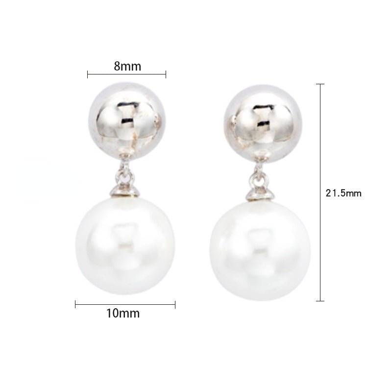 Trendy Sterling Silver Faux Pearl Drop Earrings