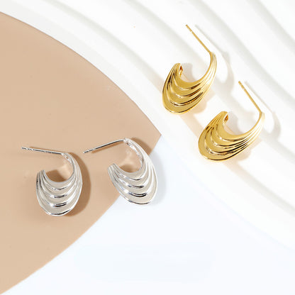 Trendy Wave Pattern Fashion Stud Hoop Earrings