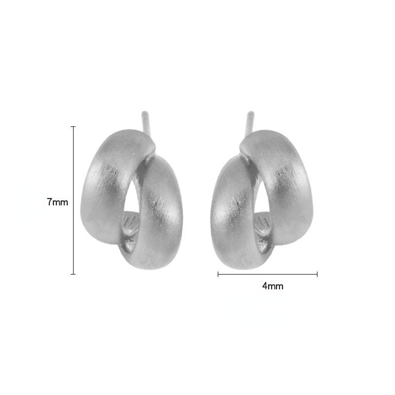 Trendy Sterling Silver Brushed Metallic Curved Band Earrings