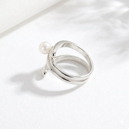 S925 Sterling Silver Irregular Sculptural Pearl Ring