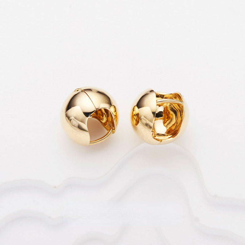 Minimalist Brushed Ball Stud Earrings