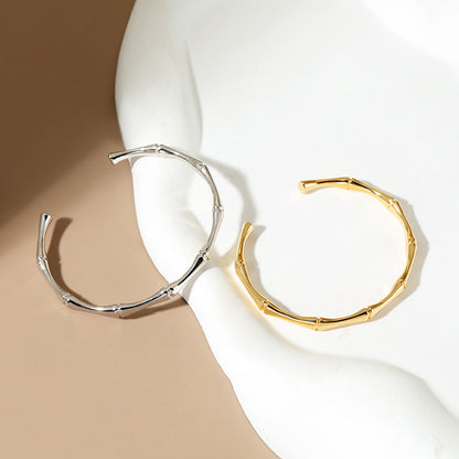 S925 Sterling Silver Minimalist Bamboo Joint Bangle