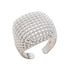 S925 Sterling Silver Bold Bubble Lattice Open Band Statement Ring for Minimalist Styling