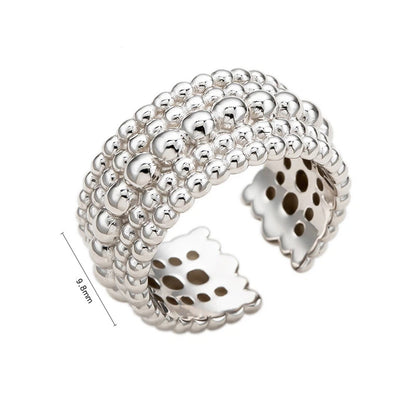 S925 Sterling Silver Layered Bubble Grid Ring