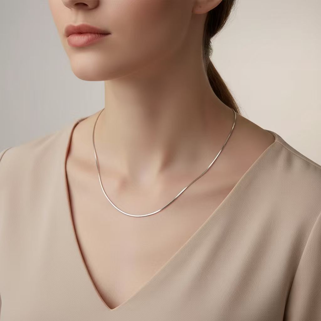 Minimalist Sterling Silver Snake Bone Necklace