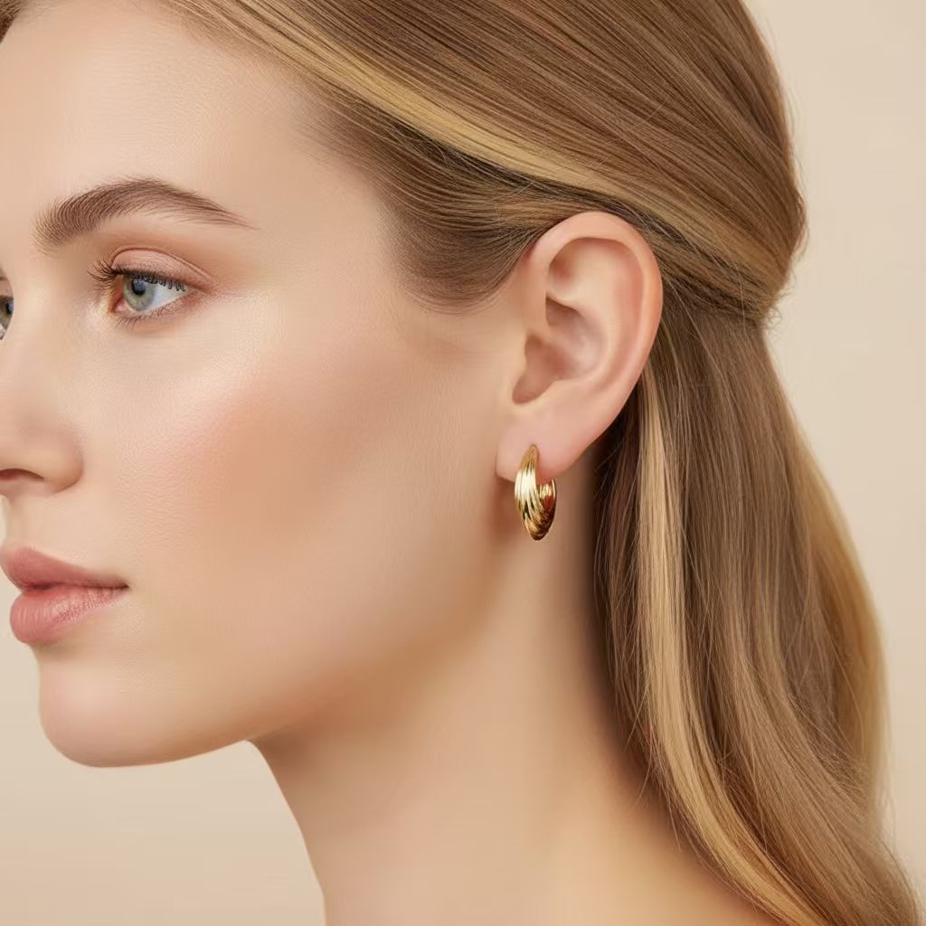 Wave Pattern Stud Hoop Earrings