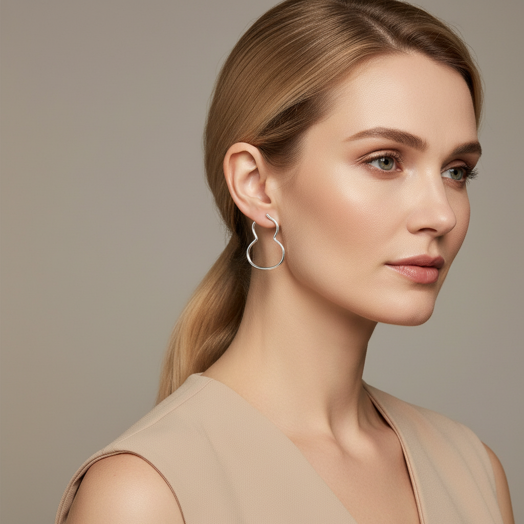 Elegant S925 Sterling Silver Hoop Earrings Plated with 18K Platinum