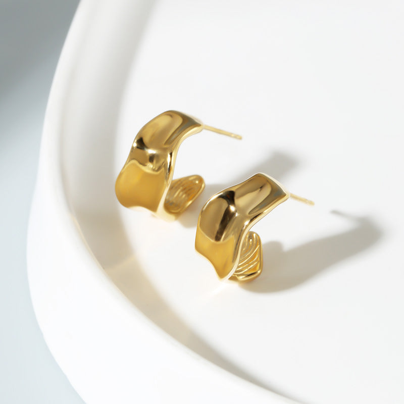 Dainty Geometric Hoop Dangle Gold Earrings