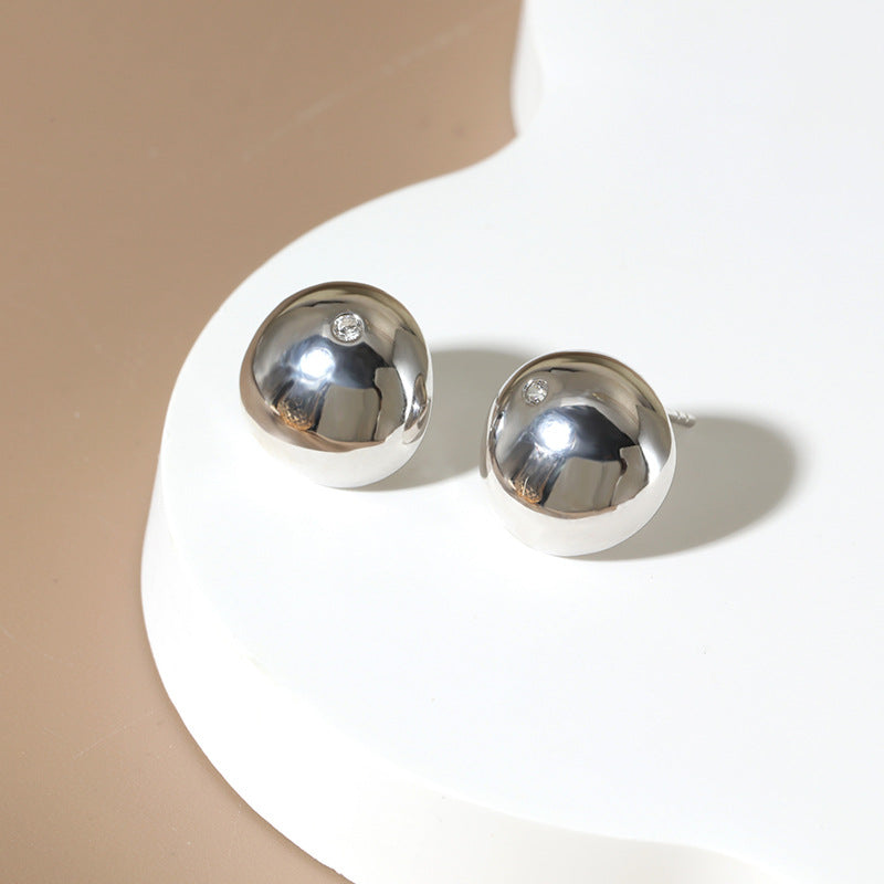 Minimalist Sterling Silver Stud Earrings with Zicron