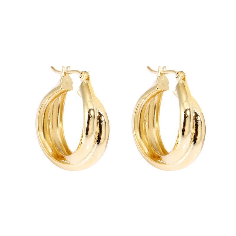 Crossed Circle Hoop Earrings