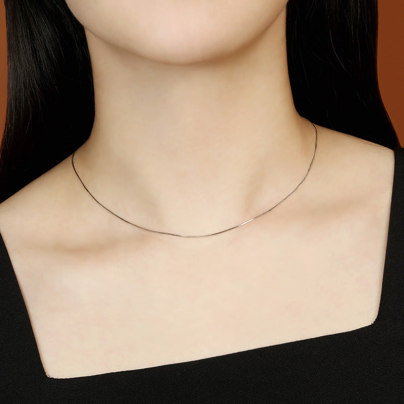 Minimalist Sterling Silver Snake Bone Necklace