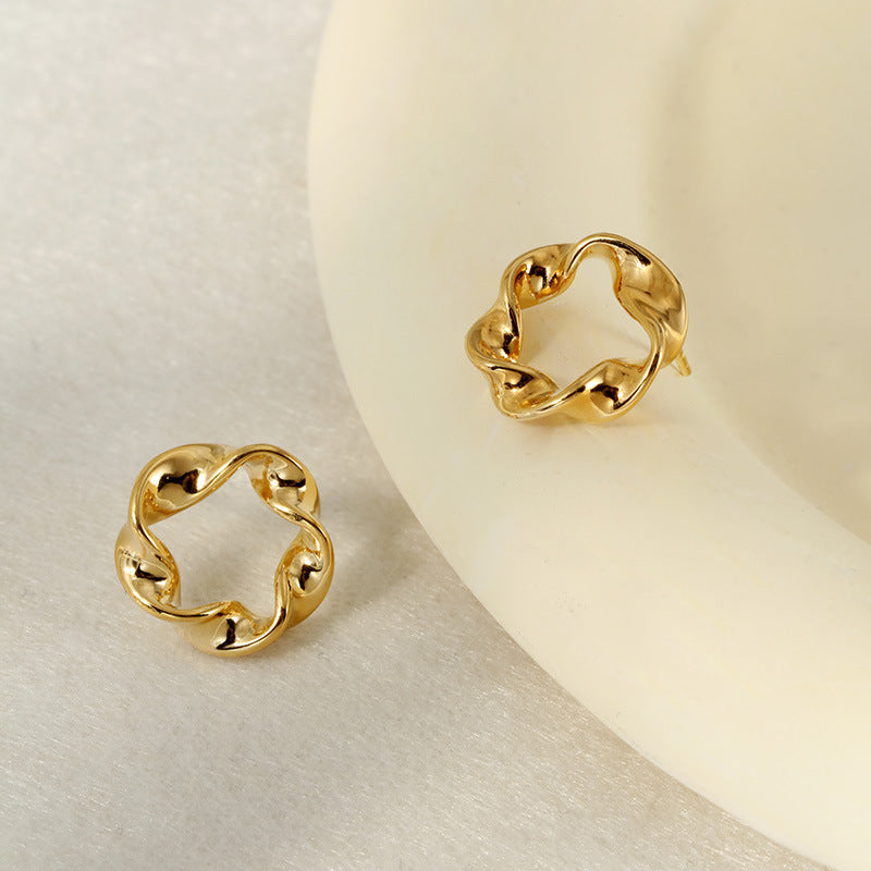 Minimalist Braided Hoop Stud Earrings