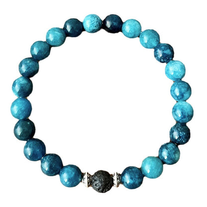 Blue Apatite Bracelet with Lava Stone – Boost Clarity and Manifestation