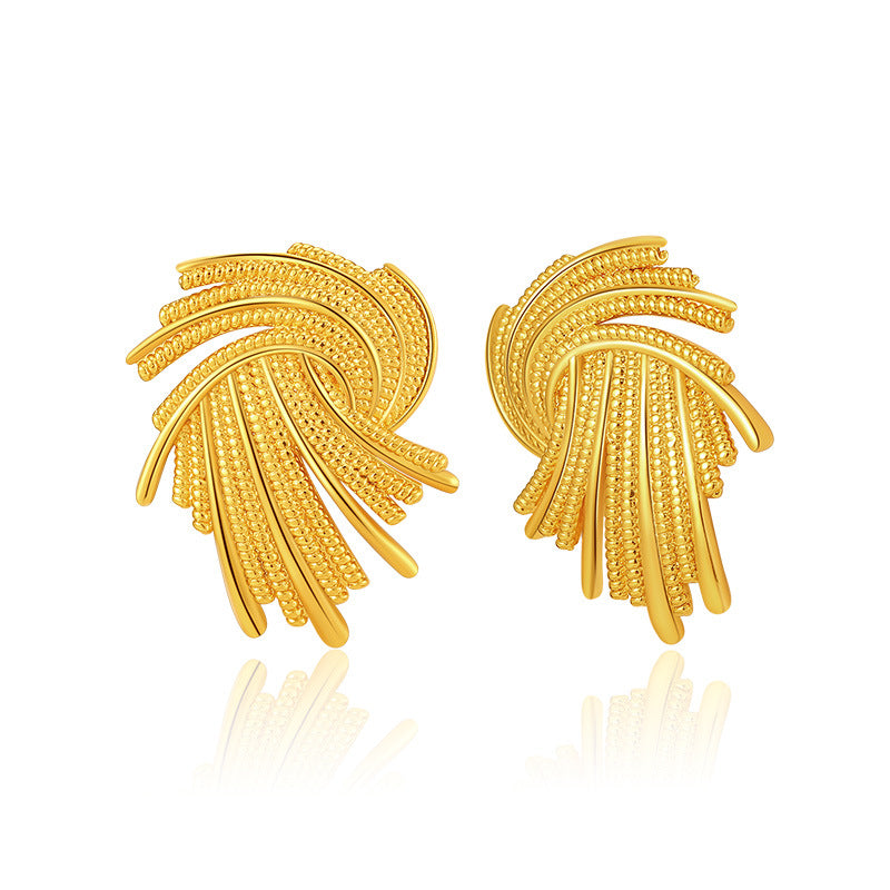 Unique Geometric Twisted Spiral Design Earrings