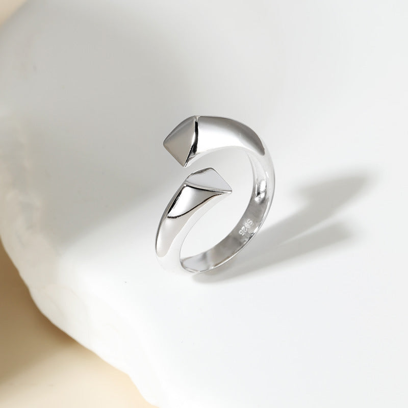 Vintage Fashion Sterling Silver Trendy Crossed Opening Ring