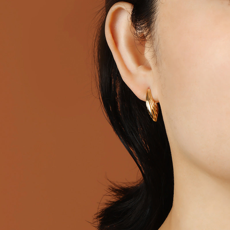 Trendy Wave Pattern Fashion Stud Hoop Earrings