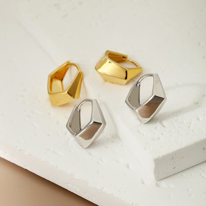 Dainty Geometric Rhombus Hoop Earrings