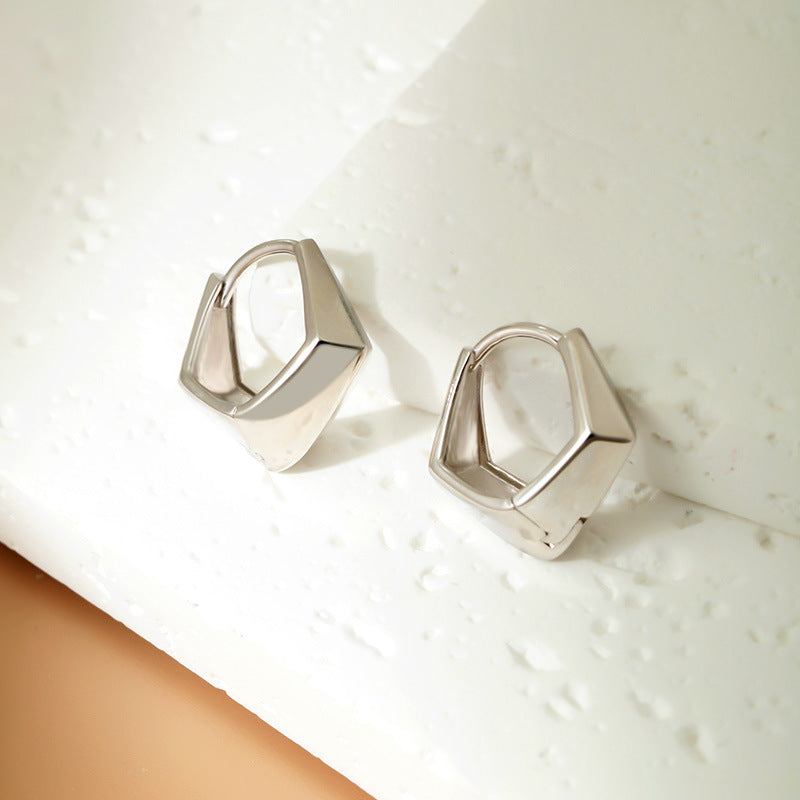 Dainty Geometric Rhombus Hoop Earrings