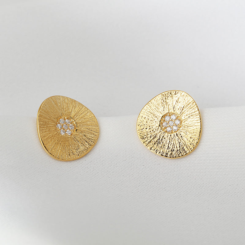 Trendy Lotus Leaf Shaped Brushed Stud Earrings