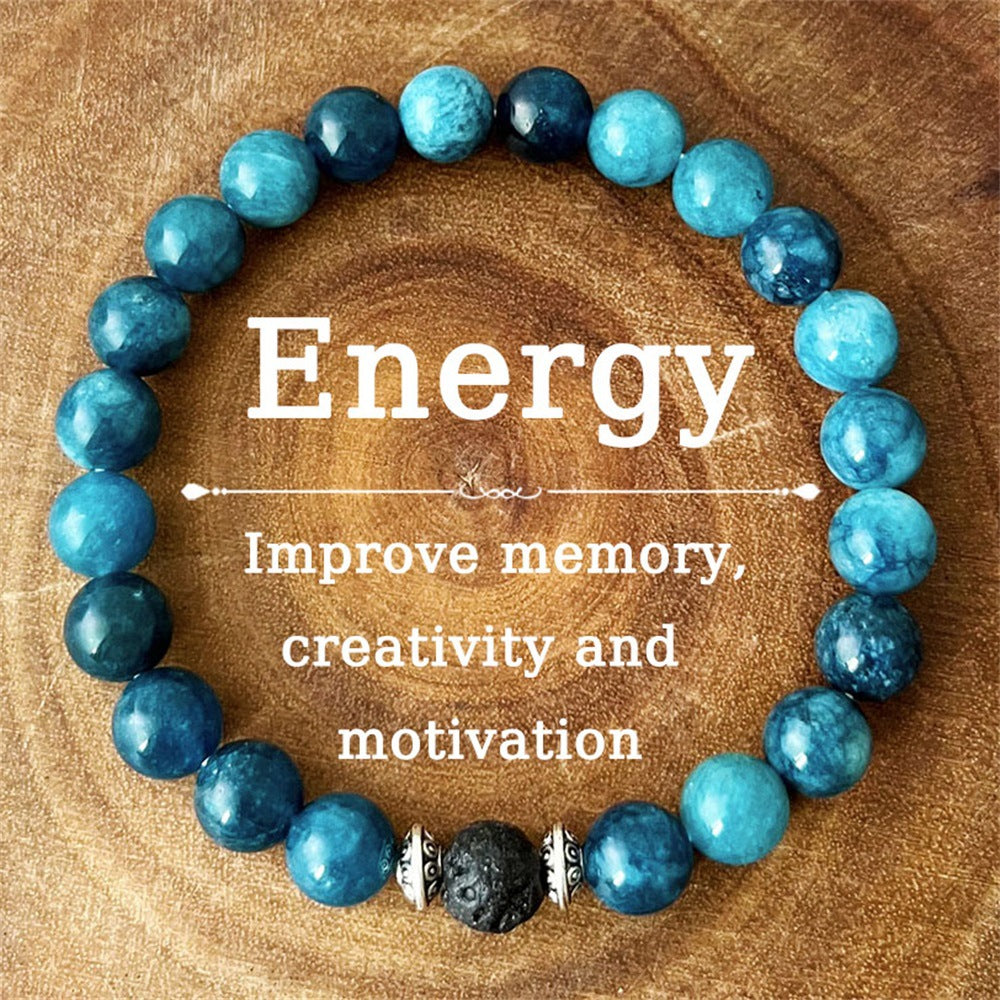 Blue Apatite Bracelet with Lava Stone – Boost Clarity and Manifestation