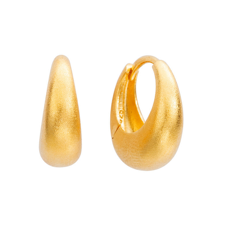 Minimalist Golden Glossy Brushed Hoop Earrings