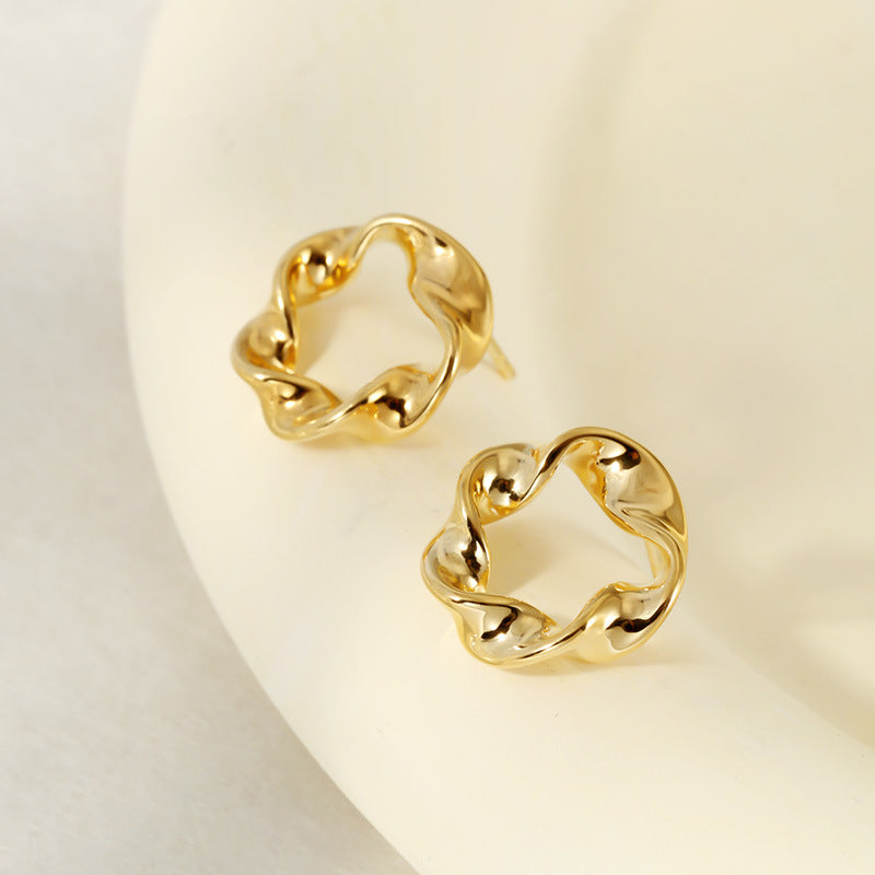 Minimalist Braided Hoop Stud Earrings