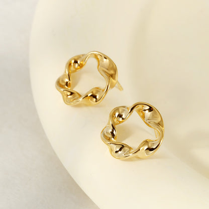 Minimalist Braided Hoop Stud Earrings