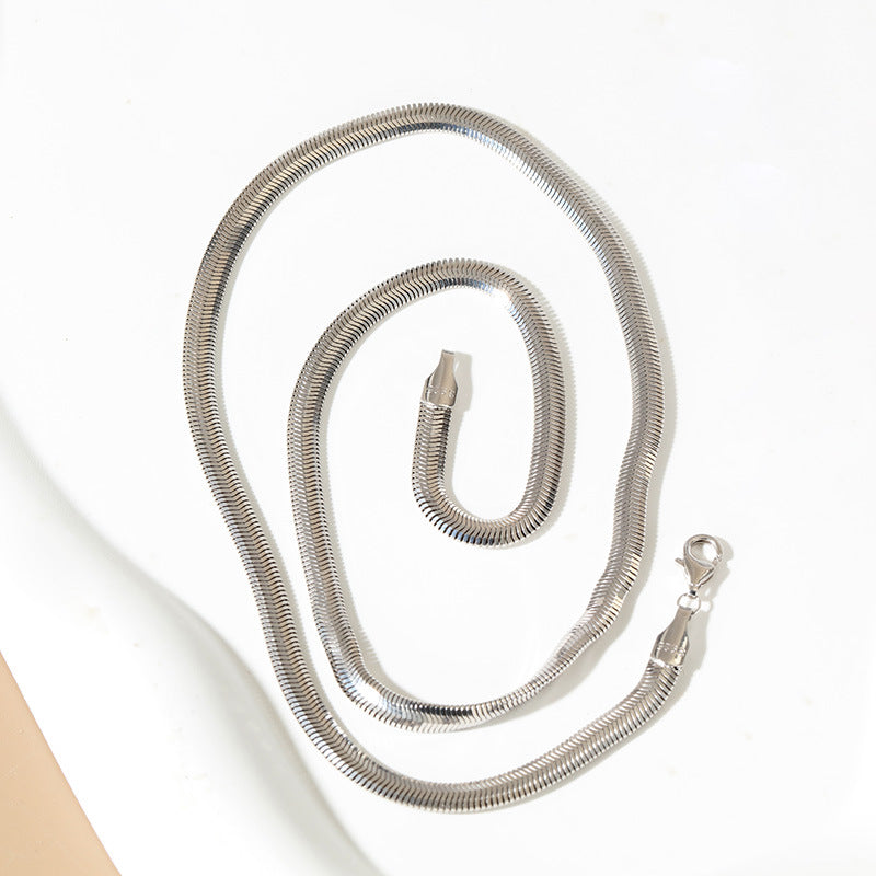 Sterling Silver Soft Serpentine Collarbone Chain Necklace