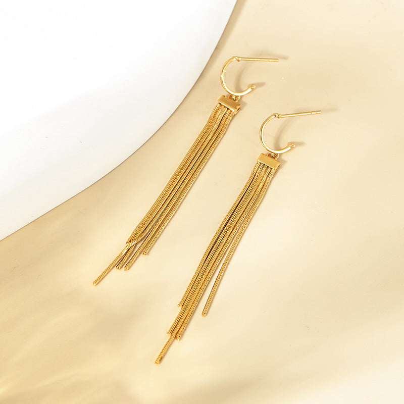 Minimalist Tassel Stud Earrings