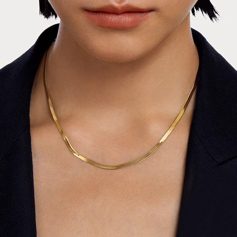 Gold Flat Herringbone Necklace