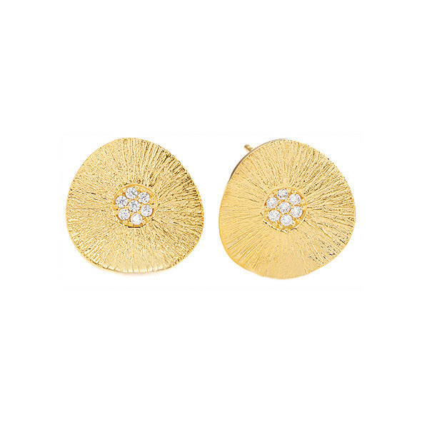 Trendy Lotus Leaf Shaped Brushed Stud Earrings