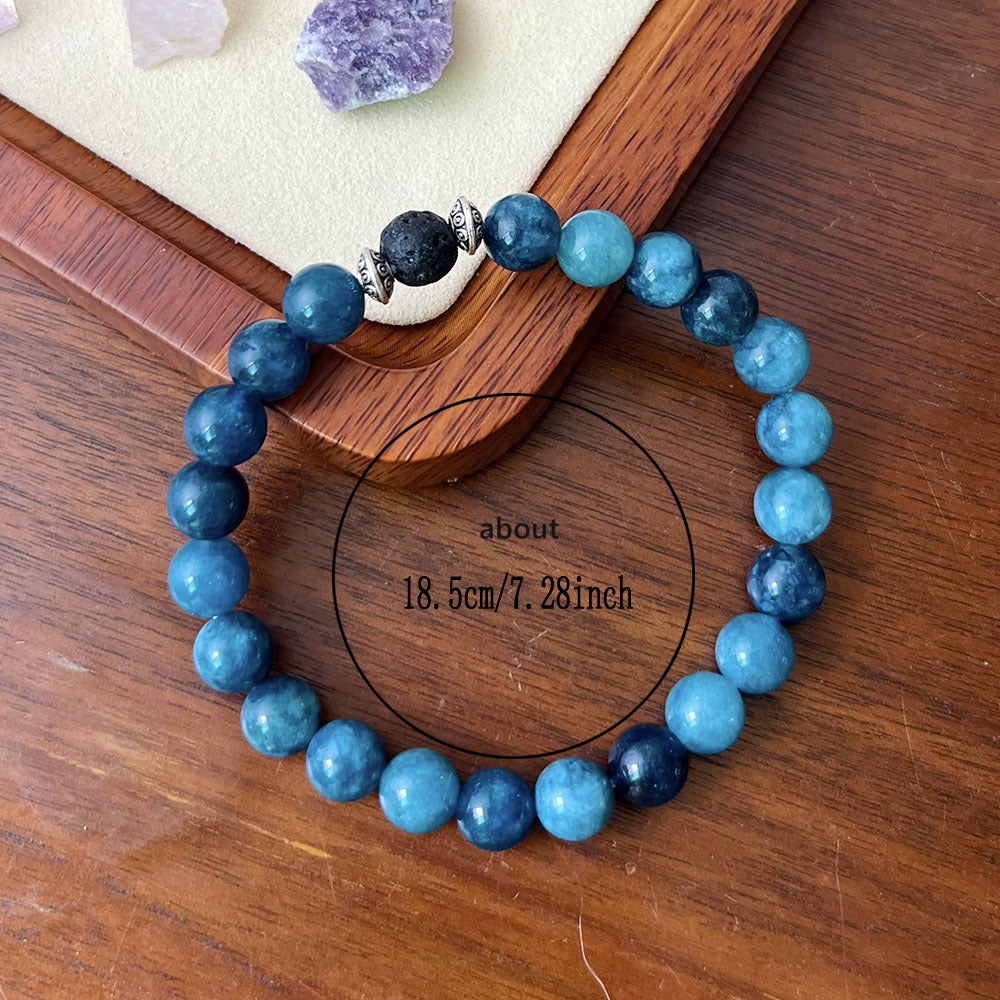 Blue Apatite Bracelet with Lava Stone – Boost Clarity and Manifestation