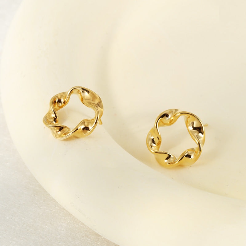 Minimalist Braided Hoop Stud Earrings