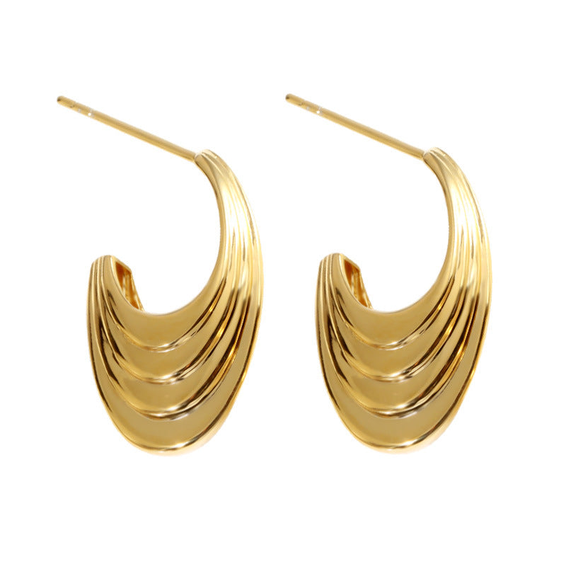 Trendy Wave Pattern Fashion Stud Hoop Earrings