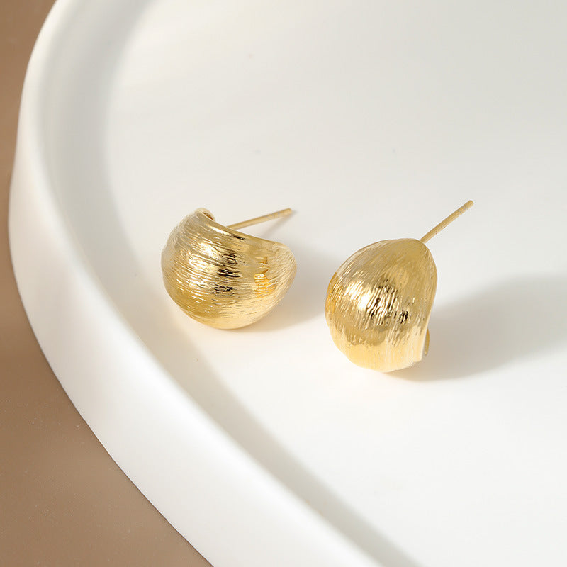 Minimalist Matte 18K Gold Plated Ball Stud Earrings