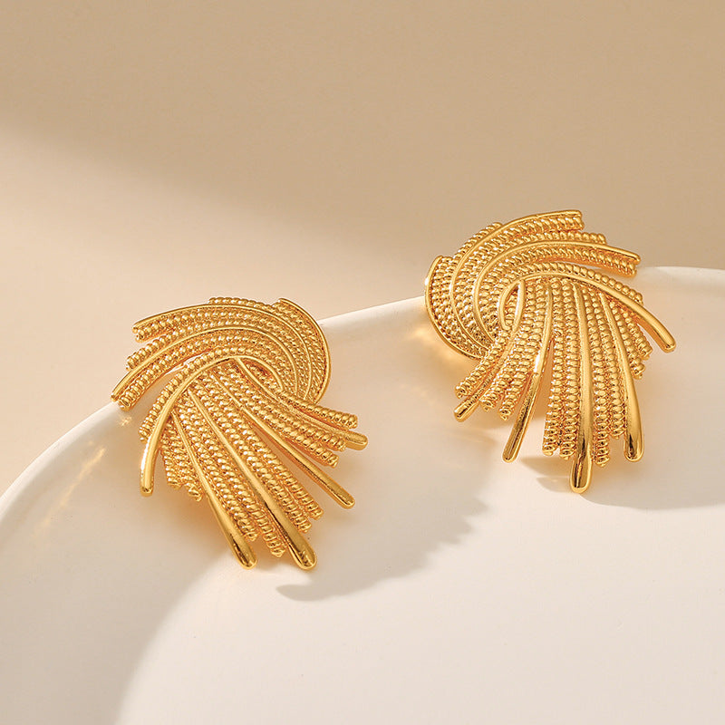 Unique Geometric Twisted Spiral Design Earrings