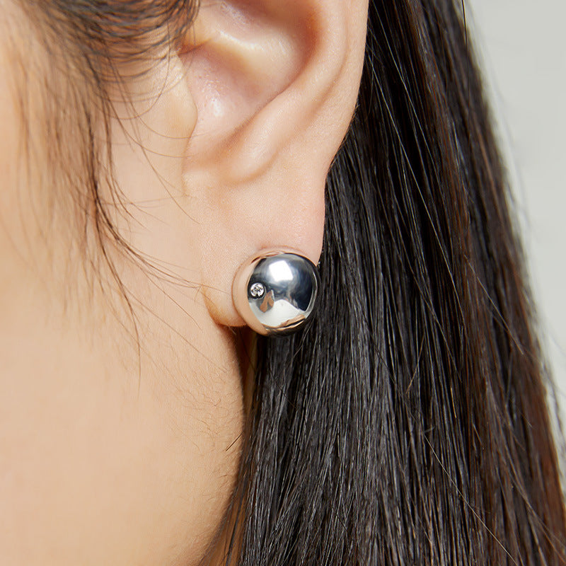 Minimalist Sterling Silver Stud Earrings with Zicron