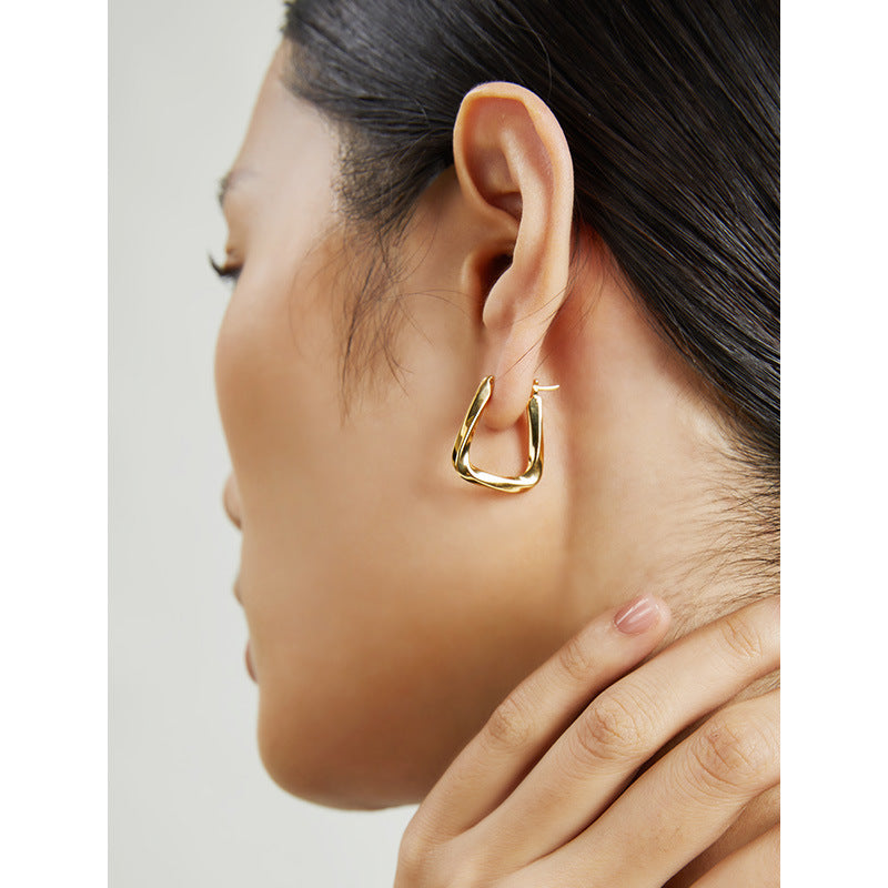 Dainty Trendy Structured Hoop Earrings