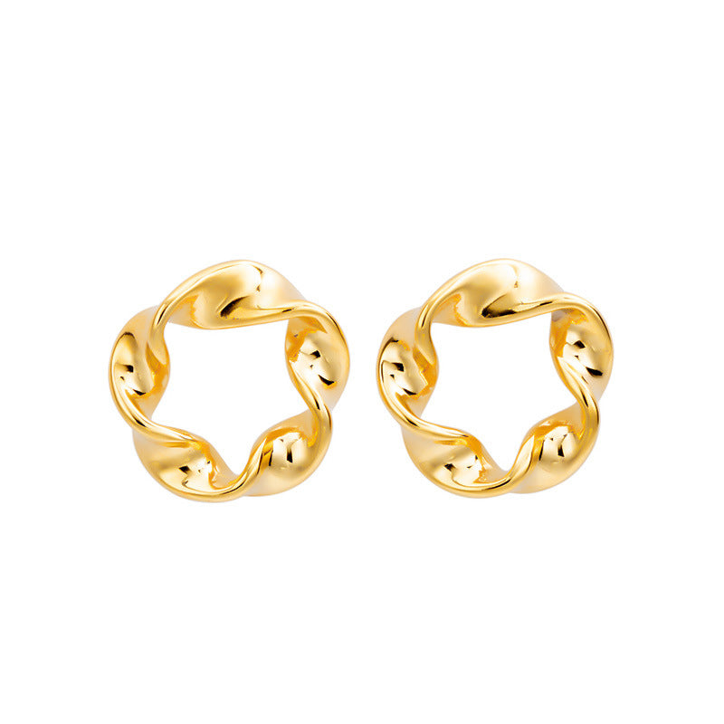 Minimalist Braided Hoop Stud Earrings