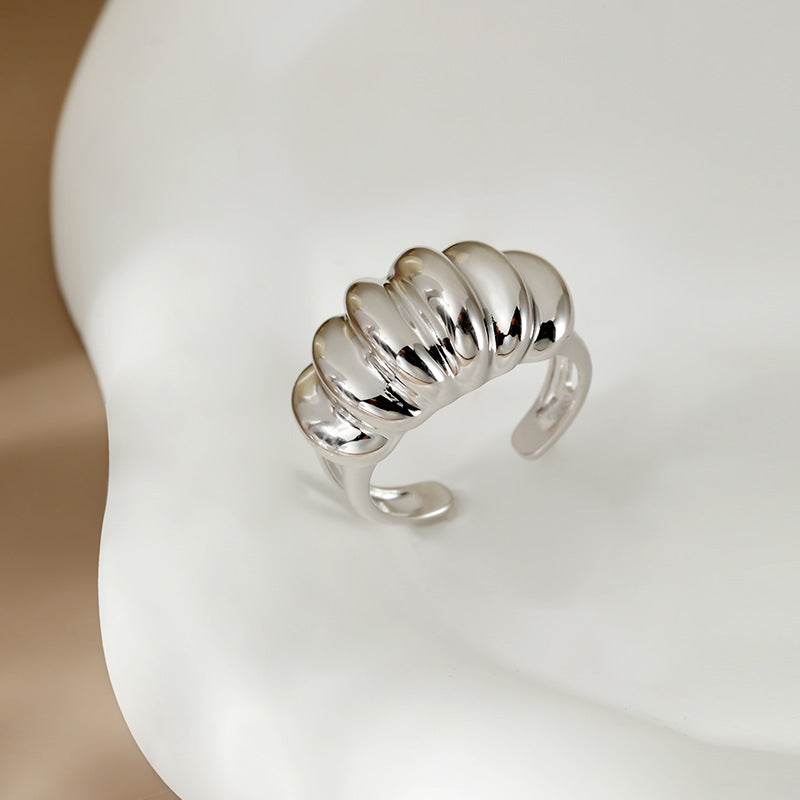 Sterling Silver Resizable Dome Croissant Ring