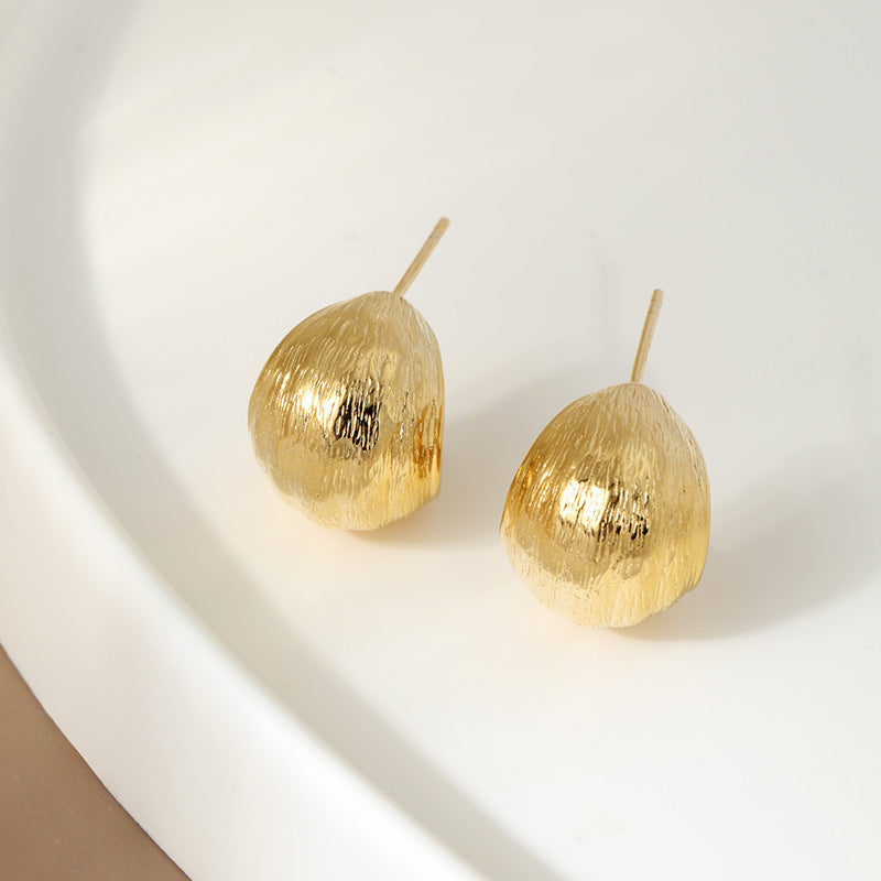 Minimalist Matte 18K Gold Plated Ball Stud Earrings