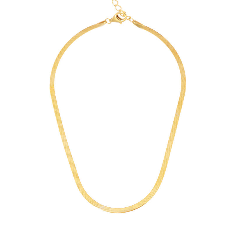 Gold Flat Herringbone Necklace
