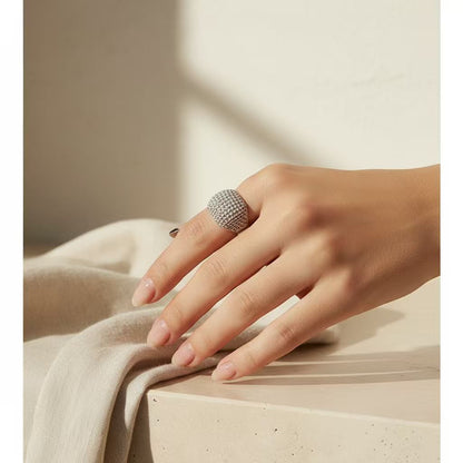 S925 Sterling Silver Bold Bubble Lattice Ring