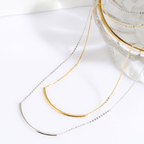 Sterling Silver Curved Bar Necklace